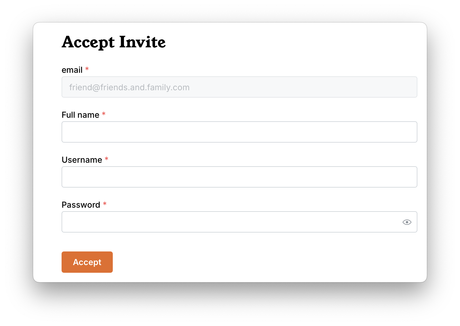 image of invite/login screen