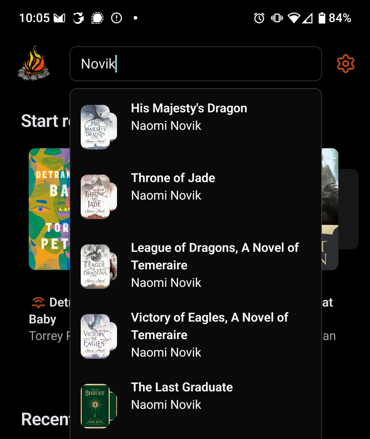 A screenshot of the new search bar