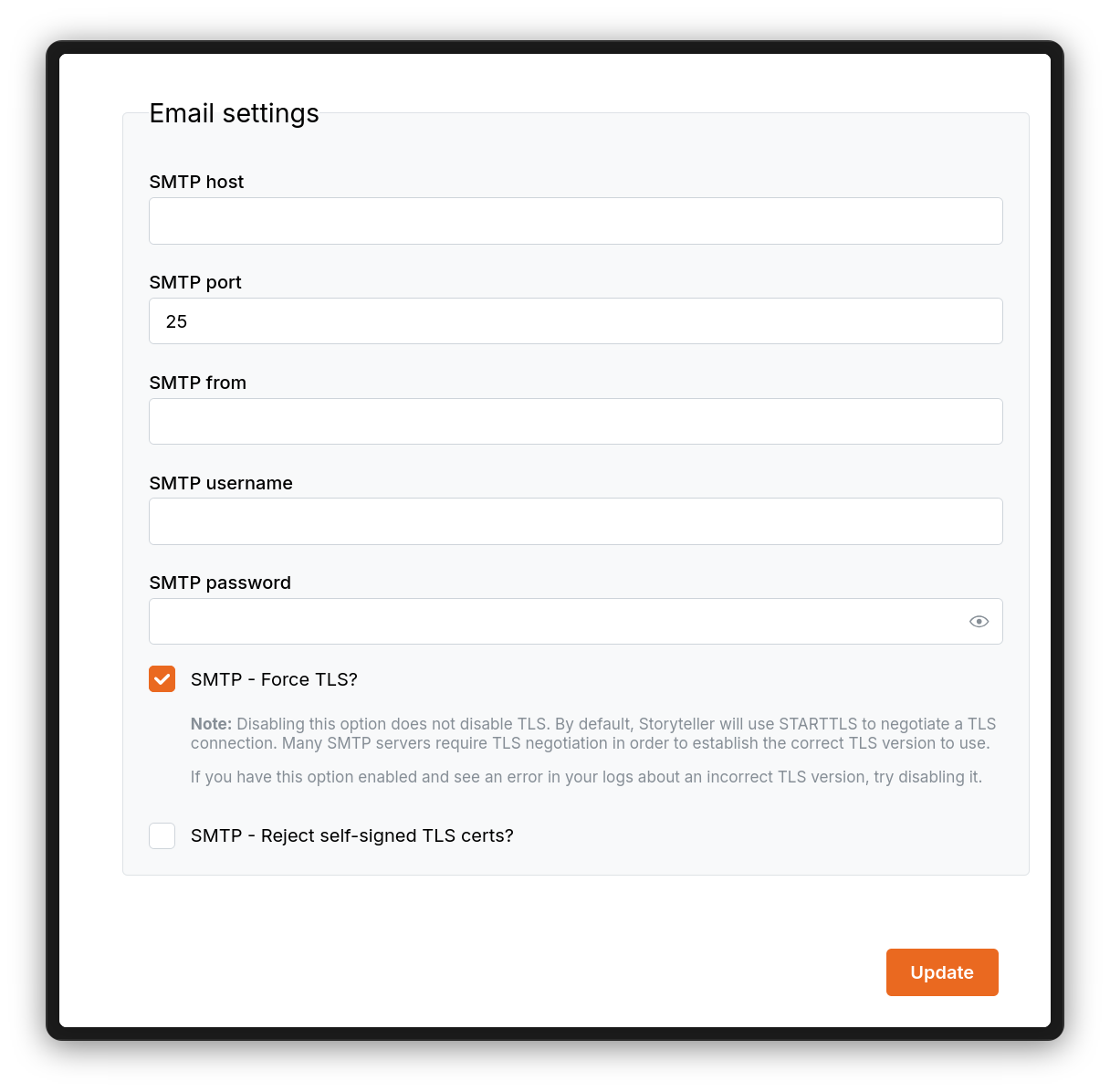 image of email settings