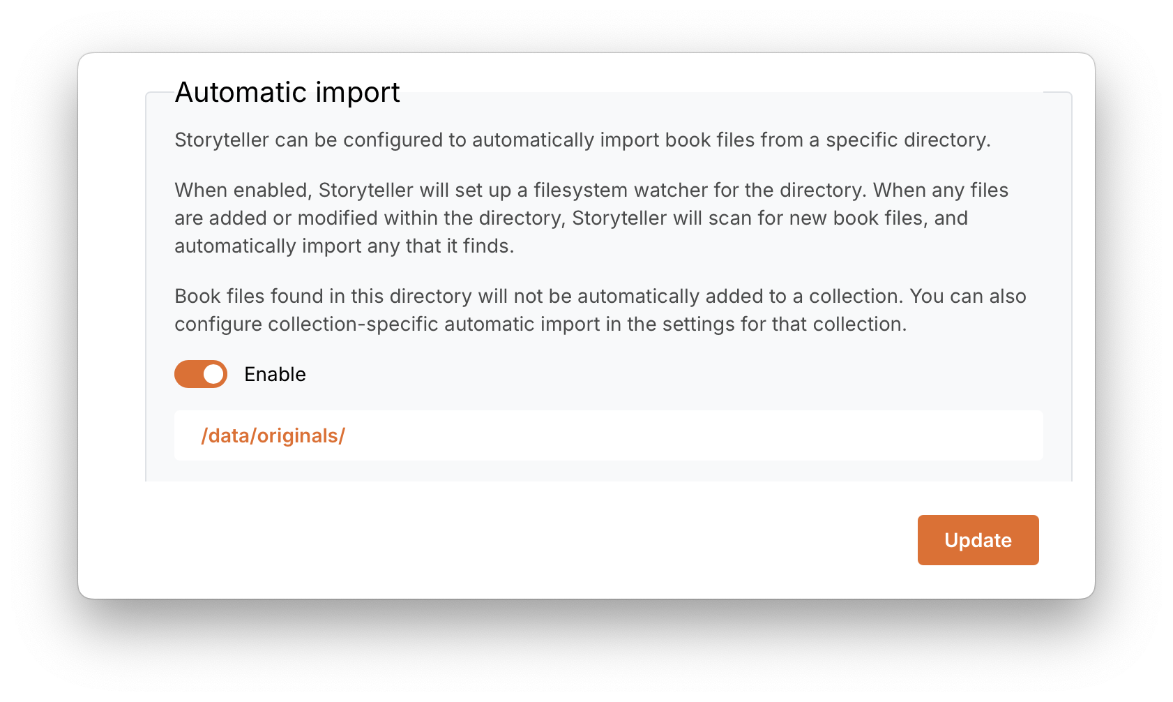 image of automatic import settings