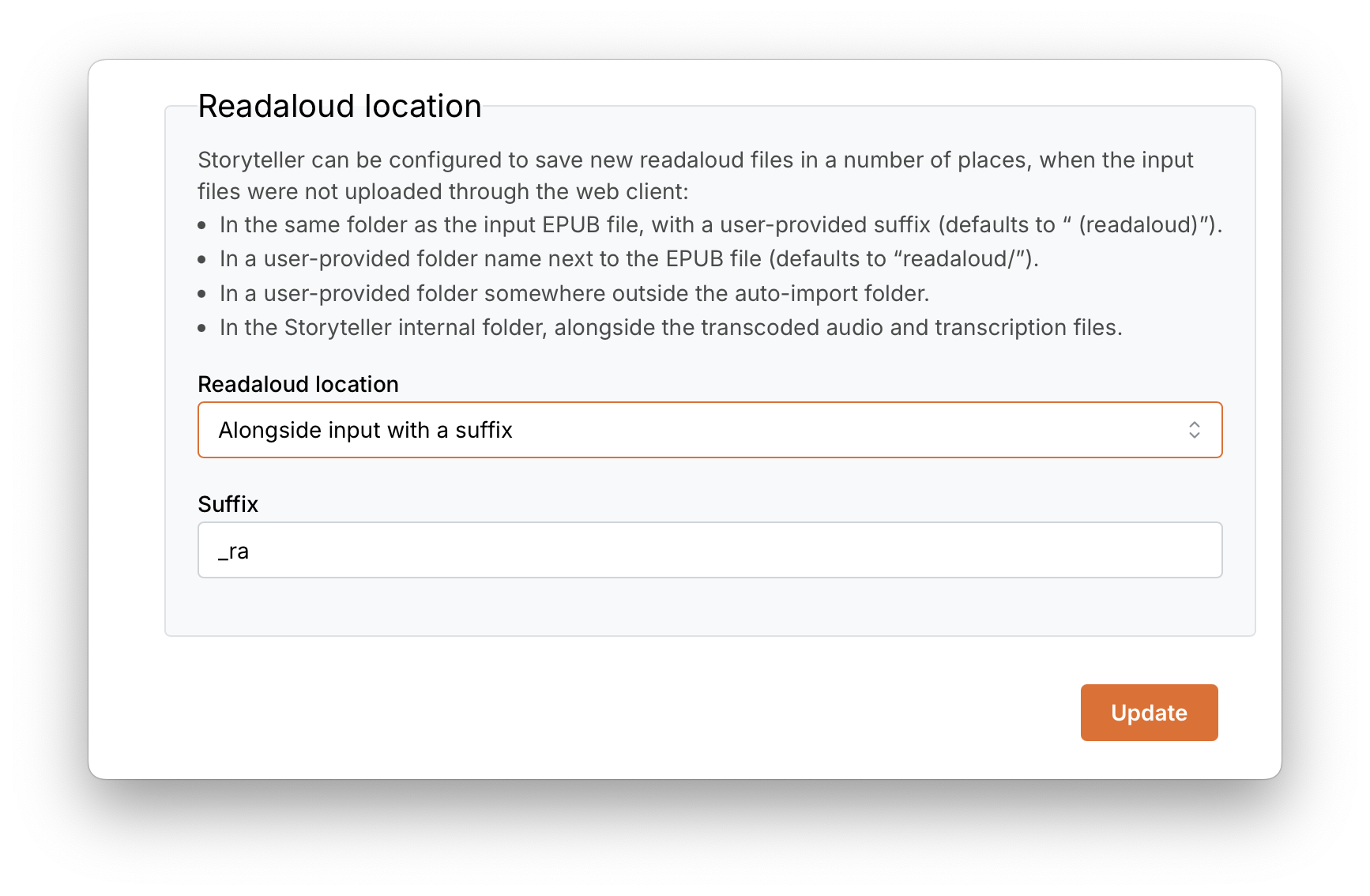 image of readaloud location settings